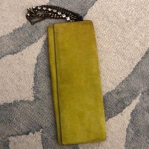 Club Monaco lime suede bracelet wristlet clutch